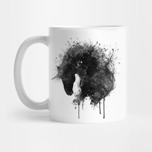 Black and White Horse Head Watercolor Silhouette Mug